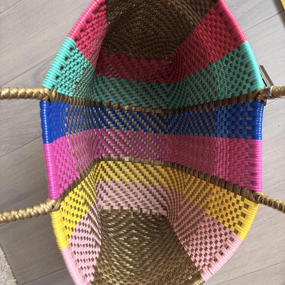 MARIA VICTORIA Large Woven Multi-Color Beach Shopping Tote Bag - Picture 8 of 9